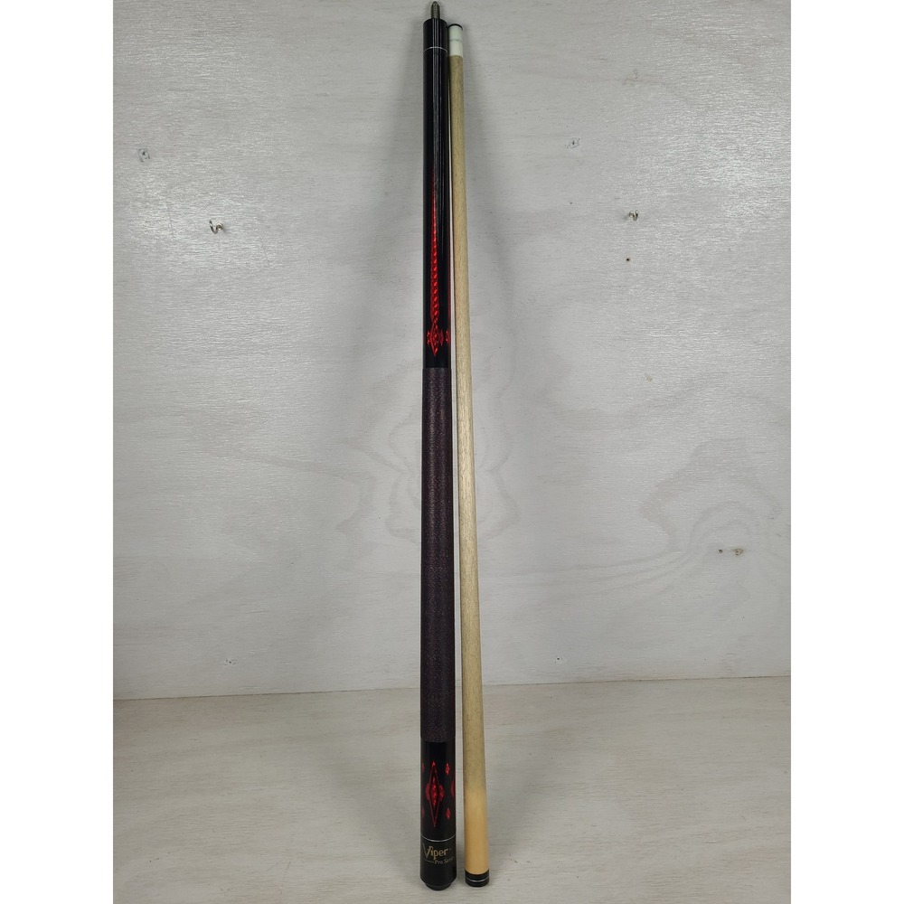 Viper Pro Series 2-Piece Pool Cue Stick Black Red Diamond with Bekzily Case